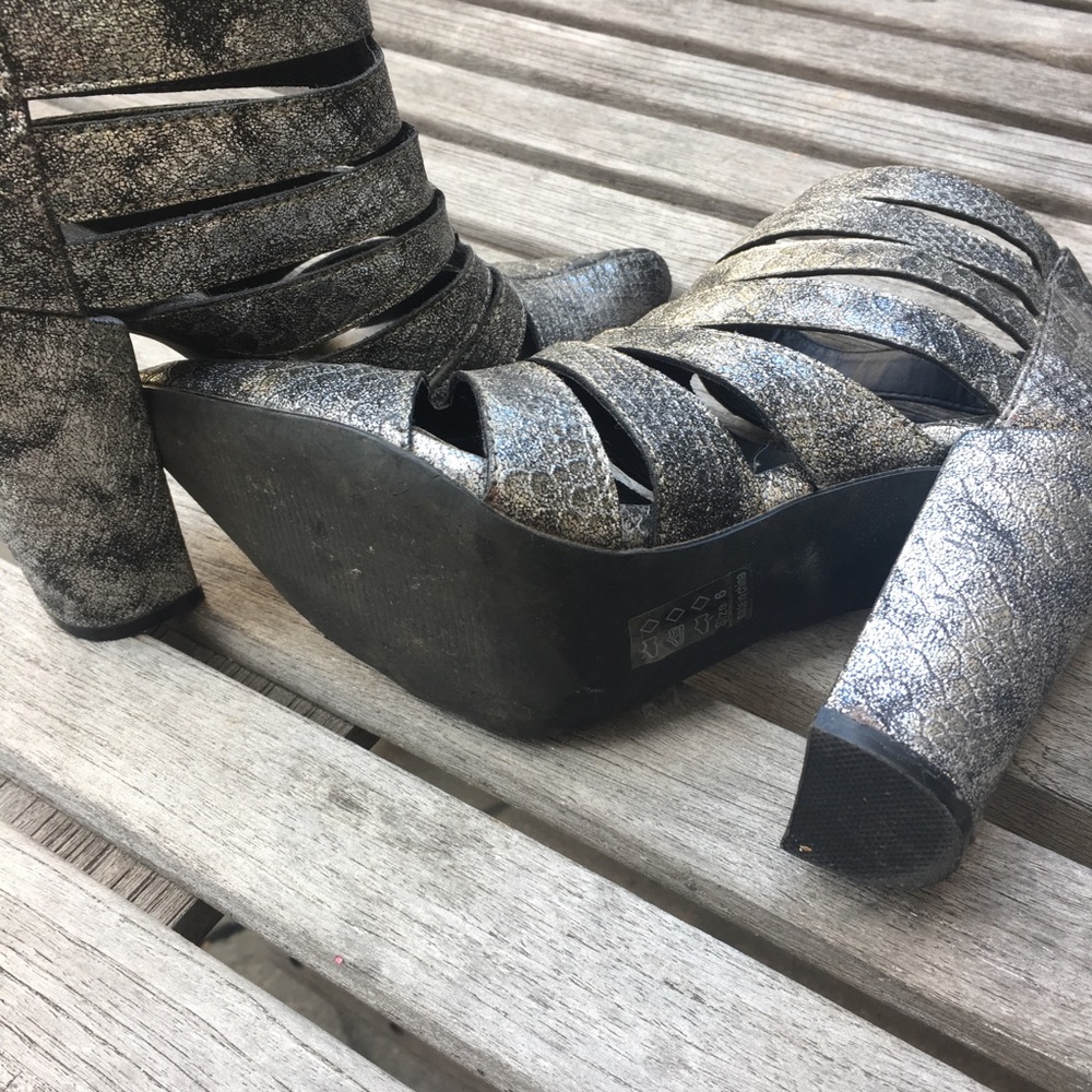 Michael Antonio Mulvey Faux Snake Silver Bootie